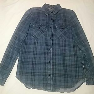 Plaid blue and black flannel